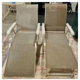 Pair of Outdoor Adjustable Mesh Chaise Lounge Chairs