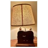 Antique Nautical Table Lamp with Wooden Base and Compass Design