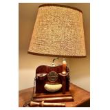 Antique Nautical Table Lamp with Wooden Base and Compass Design