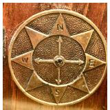 Antique Nautical Table Lamp with Wooden Base and Compass Design