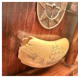 Antique Nautical Table Lamp with Wooden Base and Compass Design