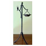 Antique Cast Iron Candle Holder with Ashtray