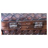 Set of 2 Woven Wooden Storage Chests with Latch Closures