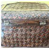 Set of 2 Woven Wooden Storage Chests with Latch Closures