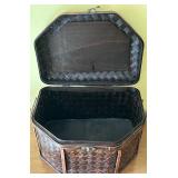 Set of 2 Woven Wooden Storage Chests with Latch Closures