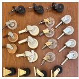 Collection of 19 Assorted Furniture Caster Wheels