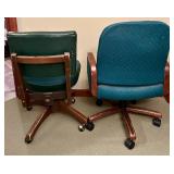 Pair of Vintage Office Chairs with Green Upholstery