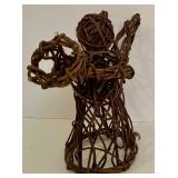 Autumn Themed Wreath, Pinecone Tree, and Wicker Angel Decoration Set