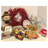 Autumn and Winter Holiday Decoration Set with Wreath, Napkins, and Ornaments
