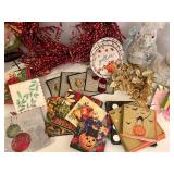 Autumn and Winter Holiday Decoration Set with Wreath, Napkins, and Ornaments
