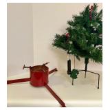 Artificial Christmas Tree Topper with Vintage Metal Tree Stand