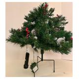Artificial Christmas Tree Topper with Vintage Metal Tree Stand