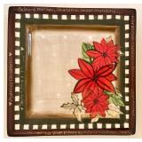 Christmas Themed Decoration Set with Poinsettia Plate and Sleigh