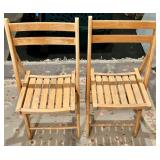 Pair of Wooden Folding Chairs with Floral Cushions