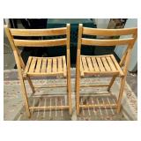 Pair of Wooden Folding Chairs with Floral Cushions