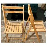 Pair of Wooden Folding Chairs with Floral Cushions