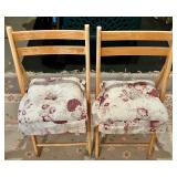 Pair of Wooden Folding Chairs with Floral Cushions