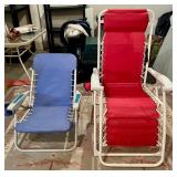 Set of 2 Folding Reclining Beach Chairs with RIO and Canvas Design