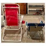 Set of 2 Folding Reclining Beach Chairs with RIO and Canvas Design