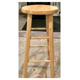 Used Wooden Kitchen Stool with Natural Finish