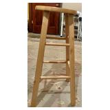 Used Wooden Kitchen Stool with Natural Finish