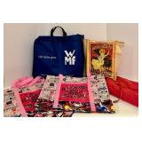 6 Assorted Canvas Tote Bags Featuring Vintage and Pop Art Designs