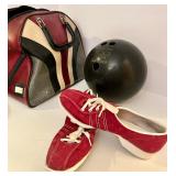 Vintage 1969 Brunswick Bowling Set with Two Bags and Shoes