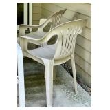 Set of 2 Outdoor Plastic Chairs and 1 Textile Chaise Lounge