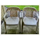Set of 2 Outdoor Plastic Chairs and 1 Textile Chaise Lounge
