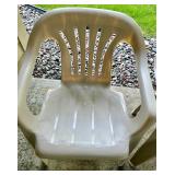 Set of 2 Outdoor Plastic Chairs and 1 Textile Chaise Lounge