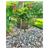 Vintage Metal Plant Stand with Basket Design