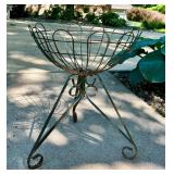 Vintage Metal Plant Stand with Basket Design