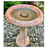 Vintage Terracotta Bird Bath with Grapevine Design