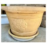 Large Decorative Terracotta Planter with Floral Design