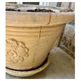 Large Decorative Terracotta Planter with Floral Design