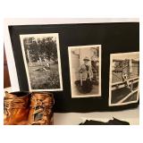 Vintage Photograph Album Collection with Baby Shoes and Portraits