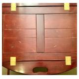 Antique Mahogany Oval-Top Serving Cart with Brass Accents