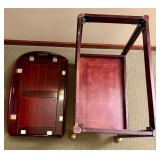 Antique Mahogany Oval-Top Serving Cart with Brass Accents