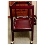 Antique Mahogany Oval-Top Serving Cart with Brass Accents