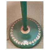 Vintage Green Metal Floor Lamp with Side Table and Leaf Motif
