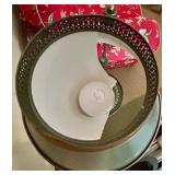 Vintage Green Metal Floor Lamp with Side Table and Leaf Motif