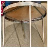 Vintage Folding Round Card Table with Metal Legs