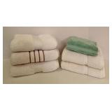 Collection of 5 Plush Towels with 1 Green Bath mat