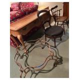 FOR PARTS OR REPAIR Furniture Lot: Coffee Table, Side Table, and Chair Set with Unique Metal Base