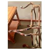 FOR PARTS OR REPAIR Furniture Lot: Coffee Table, Side Table, and Chair Set with Unique Metal Base