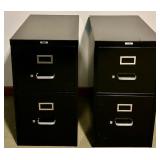 Set of 2 Black Metal Vertical File Cabinets with Four Drawers