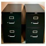 Set of 2 Black Metal Vertical File Cabinets with Four Drawers