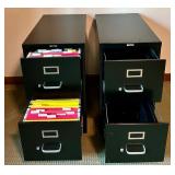 Set of 2 Black Metal Vertical File Cabinets with Four Drawers