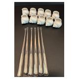 Set of 12 Porcelain Shell Escargot Dishes with Forks and Bonus Shells