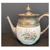 Vintage Manning, Bowman & Co Porcelain Teapot & Bowl with Floral Design by R.C. & C. L Portugal